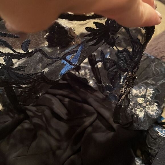 For Love & Lemons Black Embroidered Sequin BOTANIC Micro Mini Fit Flare Dress S - Picture 9 of 16